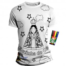 Camiseta Infantil Pinte e Lave -  Nossa Senhora Aparecida