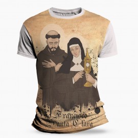 Camiseta Religiosa Catlica - So Francisco e Santa Clara