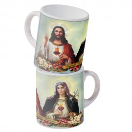 Caneca Sagrado Corao de Jesus e Maria - Porcelana