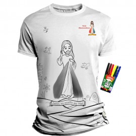 Camiseta Infantil Pinte e Lave -  Jesus Misericordioso