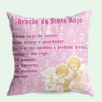 Capa para Almofada Religiosa Católica - Anjo da Guarda - Rosa